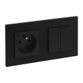 Legrand - Dubbele trappenschakelaar 6+6 en wandcontactdoos met frame NILOE STEP 250V zwart