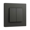 Legrand - Dubbele trappenschakelaar met frame nr. 6+6, NILOE STEP, zwart