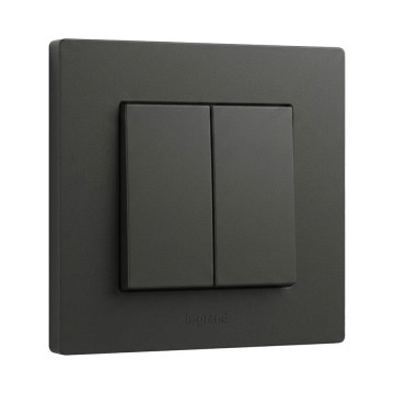 Legrand - Dubbele trappenschakelaar met frame nr. 6+6, NILOE STEP, zwart