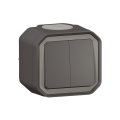 Legrand - Dubbele trappenschakelaar nr. 6+6 PLEXO IP55 antraciet