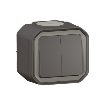 Legrand - Dubbele trappenschakelaar nr. 6+6 PLEXO IP55 antraciet