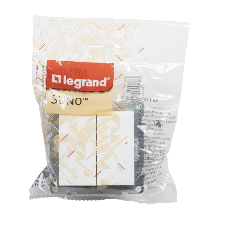 Legrand - Dubbele trappenschakelaar nr. 6+6 zonder afdekraam SUNO wit