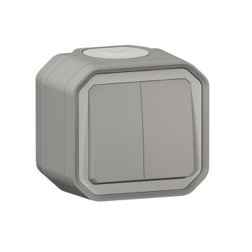Legrand - Dubbele trapschakelaar nr. 6+6 PLEXO IP55 grijs