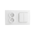 Legrand - Dubbele wandcontactdoos en dubbele seriële schakelaar nr. 5 met afdekraam NILOE STEP 250V wit