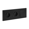 Legrand - Dubbele wandcontactdoos en eenpolige schakelaar nr. 1 met afdekraam NILOE STEP 250V zwart