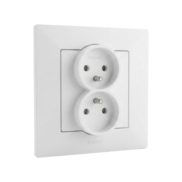Legrand - Dubbele wandcontactdoos met afdekraam NILOE STEP 250V wit