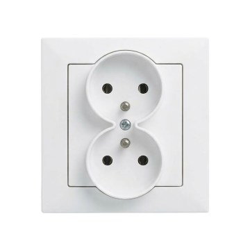 Legrand - Dubbele wandcontactdoos met afdekraam SUNO 250V wit
