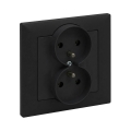 Legrand - Dubbele wandcontactdoos met afdekraam SUNO 250V zwart