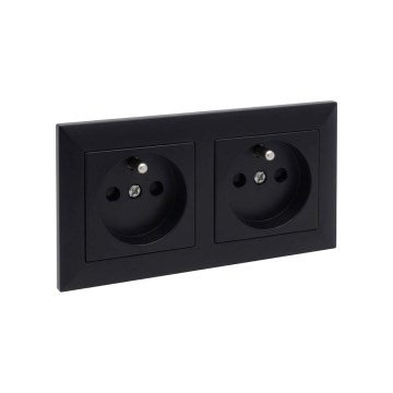Legrand - Dubbele wandcontactdoos met frame SUNO 250V zwart