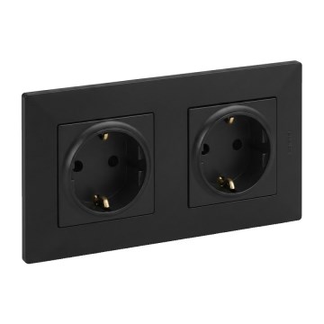 Legrand - Dubbele wandcontactdoos SCHUKO NILOE STEP 250V zwart