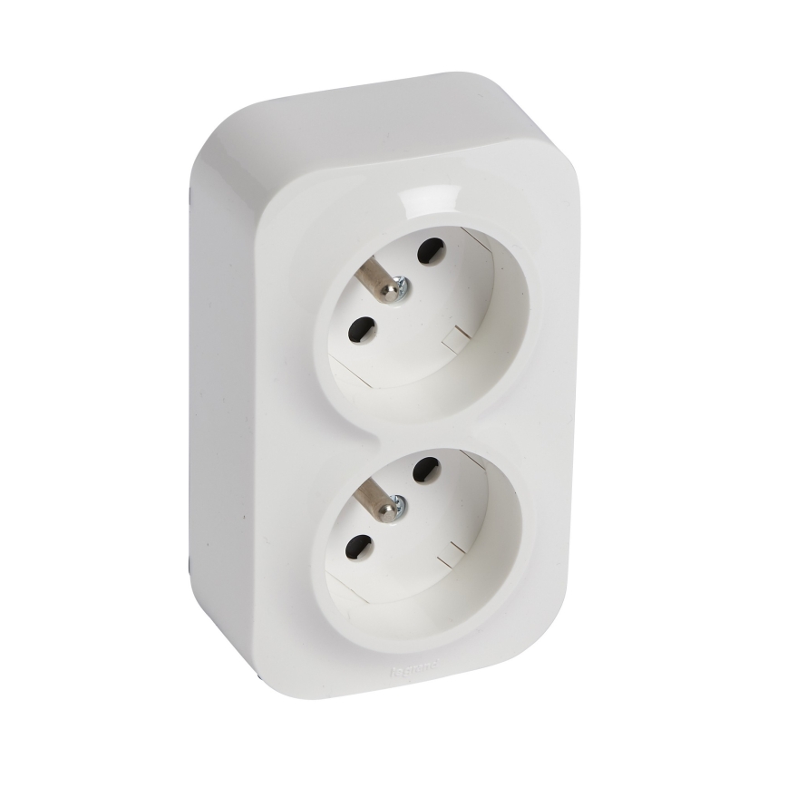 Legrand - Dubbele wandcontactdoos voor huishoudelijk gebruik FORIX 250V wit