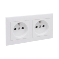 Legrand - Dubbele wandcontactdoos voor huishoudelijk gebruik met afdekraam SUNO 250V wit