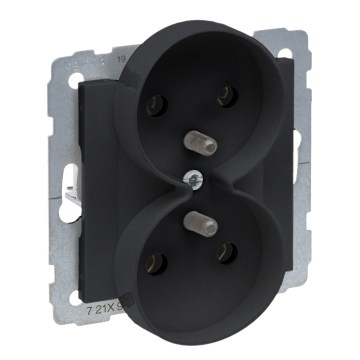 Legrand - Dubbele wandcontactdoos zonder afdekraam 250V/16A SUNO zwart