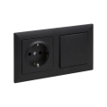 Legrand - Huishoudelijk SCHUKO-stopcontact en eenpolige schakelaar nr. 1 met frame SUNO 250V zwart