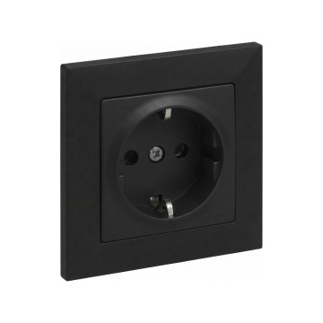 Legrand - Huishoudelijk stopcontact SCHUKO met frame SUNO 250V zwart