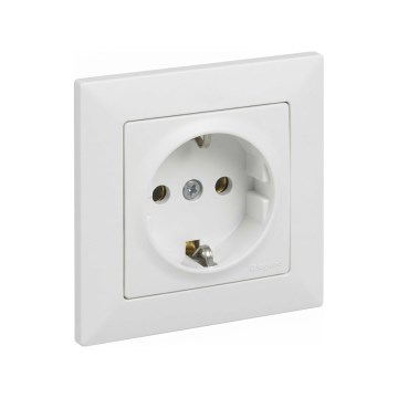 Legrand - Huishoudelijke SCHUKO-wandcontactdoos met afdekraam SUNO 250V wit