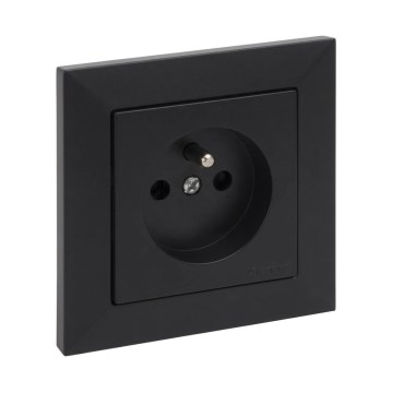 Legrand - Huishoudelijke wandcontactdoos met afdekraam SUNO 250V zwart
