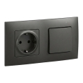 Legrand - SCHUKO-stopcontact en eenpolige schakelaar nr. 1 met NILOE-afdekraam 250V zwart