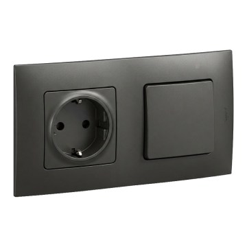 Legrand - SCHUKO-stopcontact en eenpolige schakelaar nr. 1 met NILOE-afdekraam 250V zwart