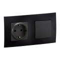 Legrand - SCHUKO stopcontact voor huishoudelijk gebruik en trappenschakelaar nr. 6 met NILOE 250V zwart