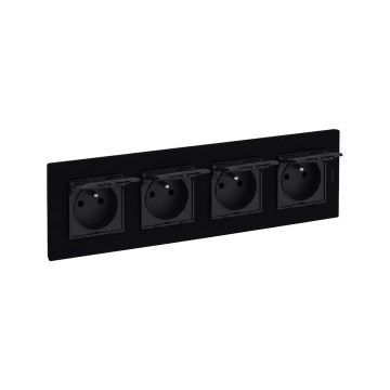 Legrand - Viervoudig buitenstopcontact voor huishoudelijk gebruik met frame NILOE STEP 250V IP44 zwart