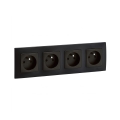 Legrand - Viervoudig stopcontact met afdekraam NILOE 250V zwart