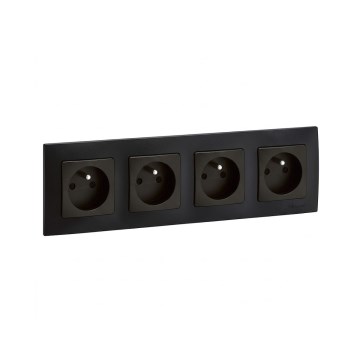 Legrand - Viervoudig stopcontact met afdekraam NILOE 250V zwart