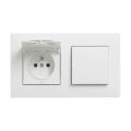 Legrand - Wandcontactdoos en eenpolige schakelaar nr. 1 met afdekraam NILOE STEP 250V wit