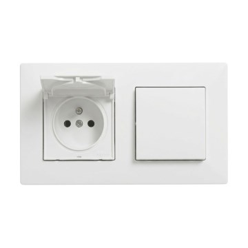Legrand - Wandcontactdoos en eenpolige schakelaar nr. 1 met afdekraam NILOE STEP 250V wit