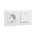 Legrand - Wandcontactdoos SCHUKO en enkelpolige schakelaar nr. 1 met afdekraam NILOE STEP 250V wit