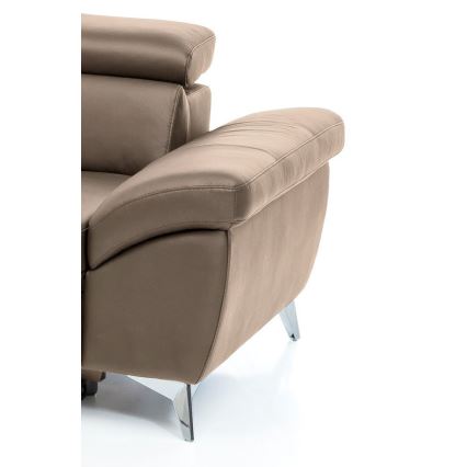 Uitschuifbare leren hoekbank in L-vorm SALERNO II links, bruin