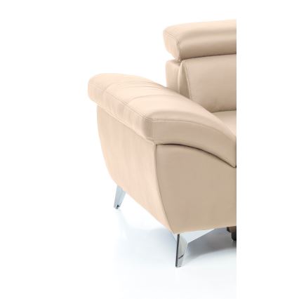 Uitschuifbare leren hoekbank in L-vorm SALERNO II rechts beige