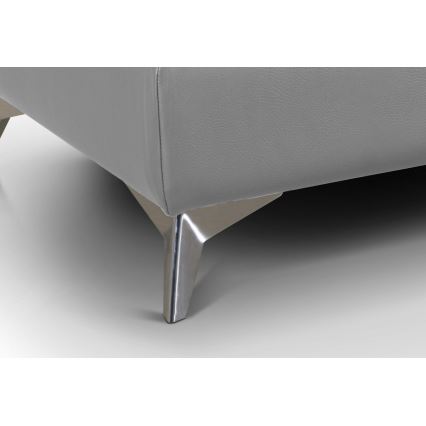 Uitschuifbare leren hoekbank in L-vorm SALERNO II rechts, grijs