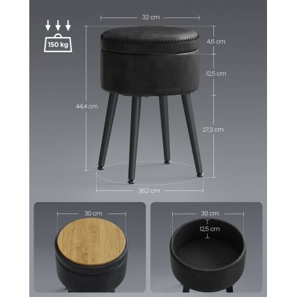Leren kruk CORE zwart
