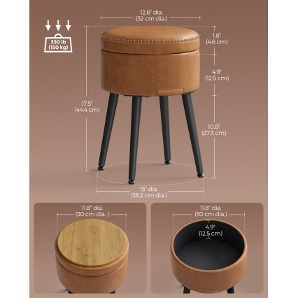 Leren poef CORE cognac