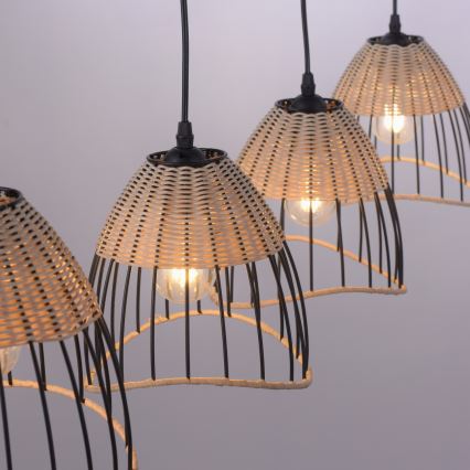 Leuchten Direkt 11156-79 - Hanglamp aan een koord REED 4xE27/60W/230V eucalyptus