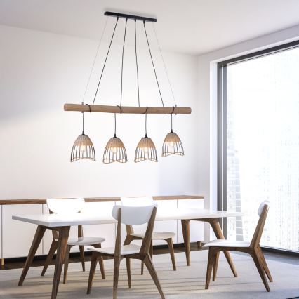 Leuchten Direkt 11156-79 - Hanglamp aan een koord REED 4xE27/60W/230V eucalyptus