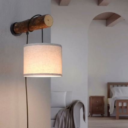 Leuchten Direkt 11235-79 - Wandlamp BARK 1xE27/40W/230V hout