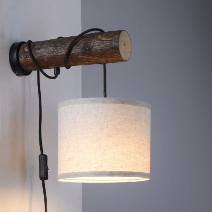 Leuchten Direkt 11235-79 - Wandlamp BARK 1xE27/40W/230V hout