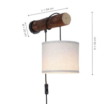 Leuchten Direkt 11235-79 - Wandlamp BARK 1xE27/40W/230V hout