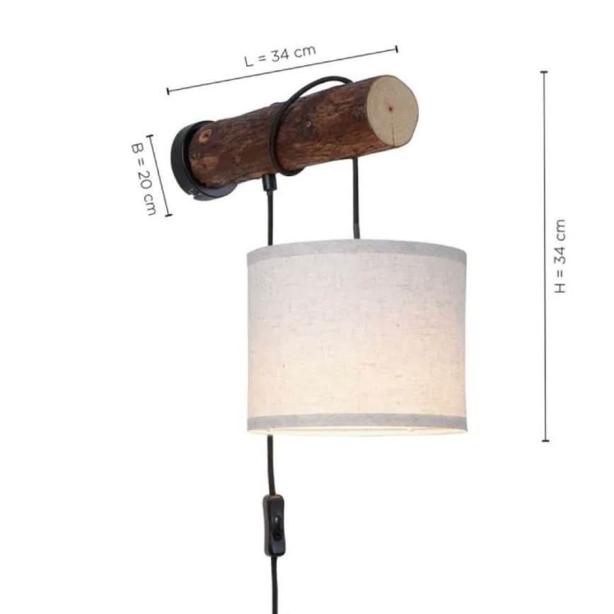 Leuchten Direkt 11235-79 - Wandlamp BARK 1xE27/40W/230V hout
