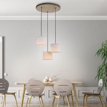 Leuchten Direkt 11236-79 - Hanglamp aan kabel BARK 3xE27/40W/230V hout