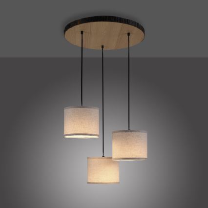 Leuchten Direkt 11236-79 - Hanglamp aan kabel BARK 3xE27/40W/230V hout