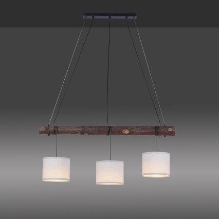 Leuchten Direkt 11238-79 - Hanglamp aan kabel BARK 3xE27/40W/230V hout