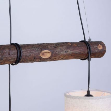 Leuchten Direkt 11238-79 - Hanglamp aan een koord BARK 3xE27/40W/230V hout