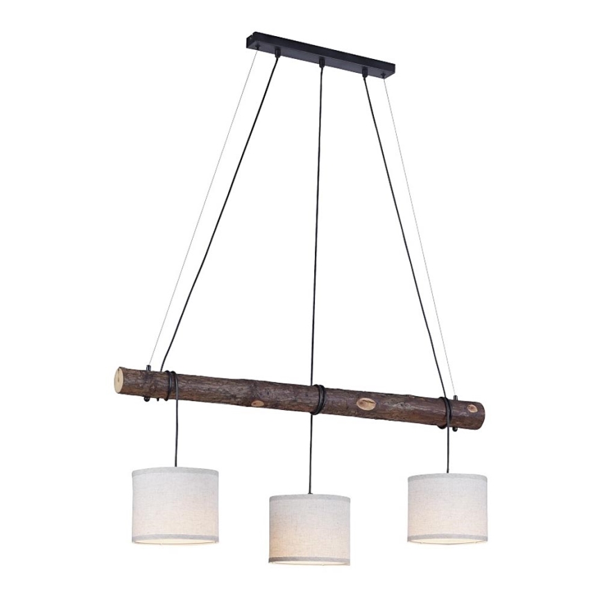 Leuchten Direkt 11238-79 - Hanglamp aan kabel BARK 3xE27/40W/230V hout