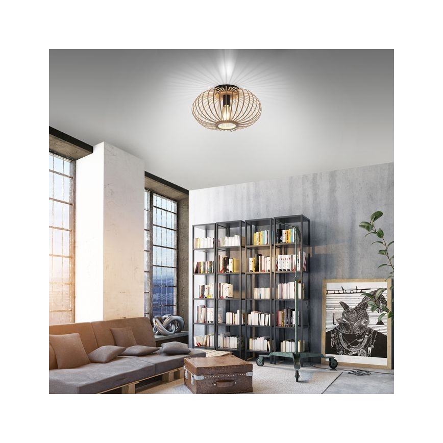 Leuchten Direkt 11410-79 - Bevestigde hanglamp RACOON 1xE27/40W/230V diameter 40 cm bamboe