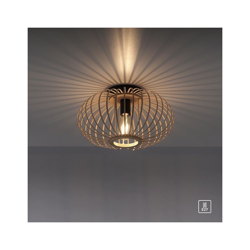 Leuchten Direkt 11410-79 - Bevestigde hanglamp RACOON 1xE27/40W/230V diameter 40 cm bamboe