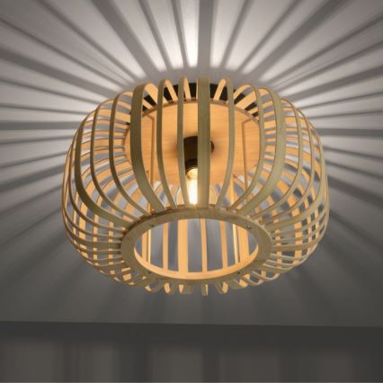 Leuchten Direkt 11412-79 - Bevestigde hanglamp RACOON 1xE27/40W/230V diameter 40 cm bamboe