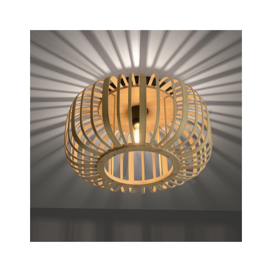 Leuchten Direkt 11412-79 - Bevestigde hanglamp RACOON 1xE27/40W/230V diameter 40 cm bamboe
